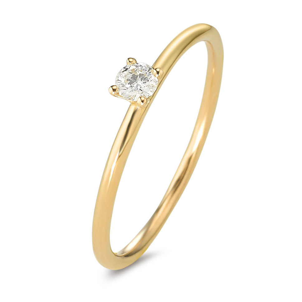 Bague solitaire Or jaune 18K Diamant 0.10 ct, w-si