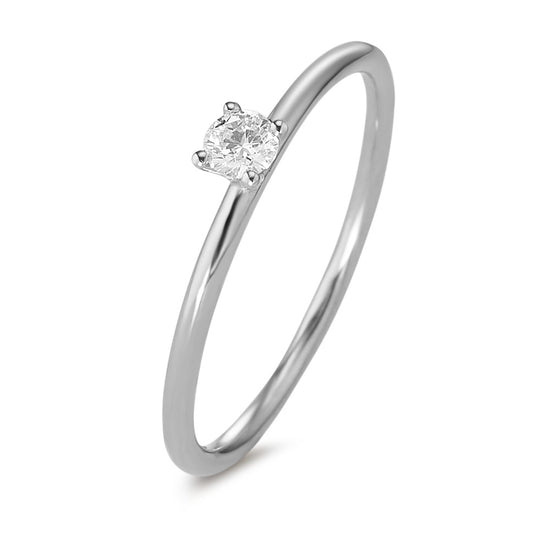 Bague solitaire Or blanc 18K Diamant 0.10 ct, w-si