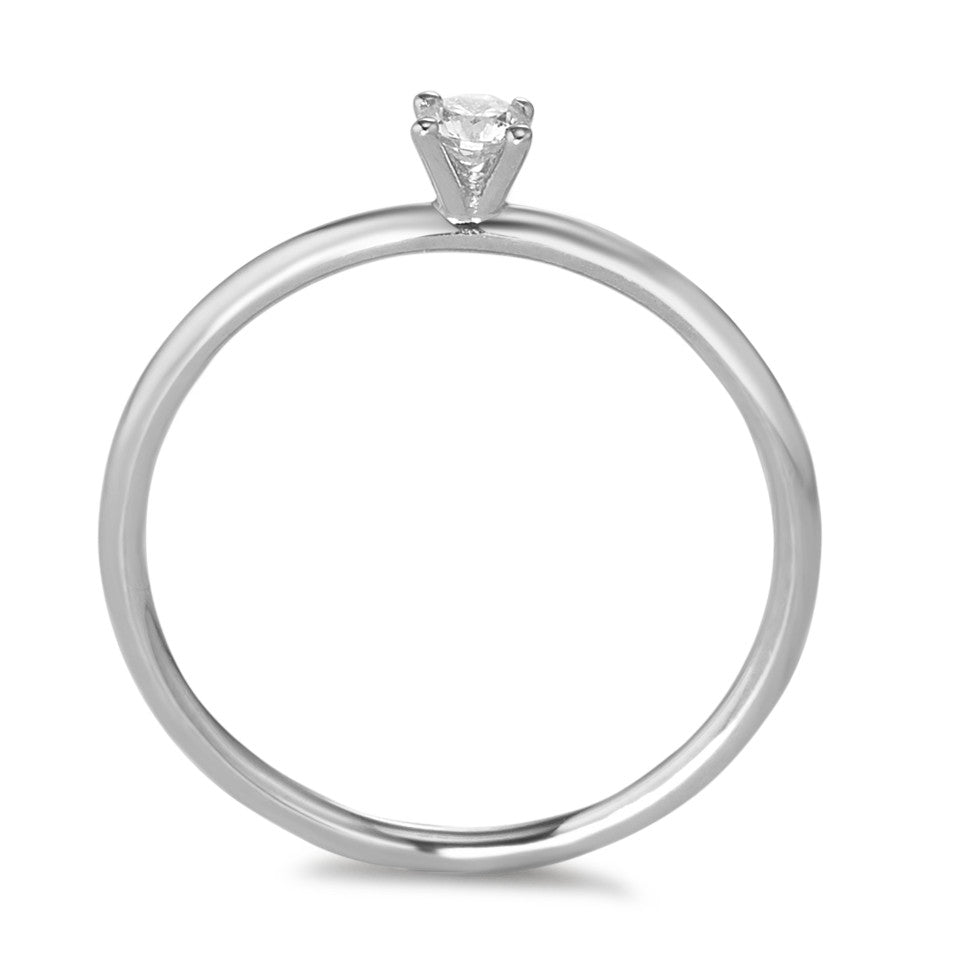 Bague solitaire Or blanc 18K Diamant 0.10 ct, w-si