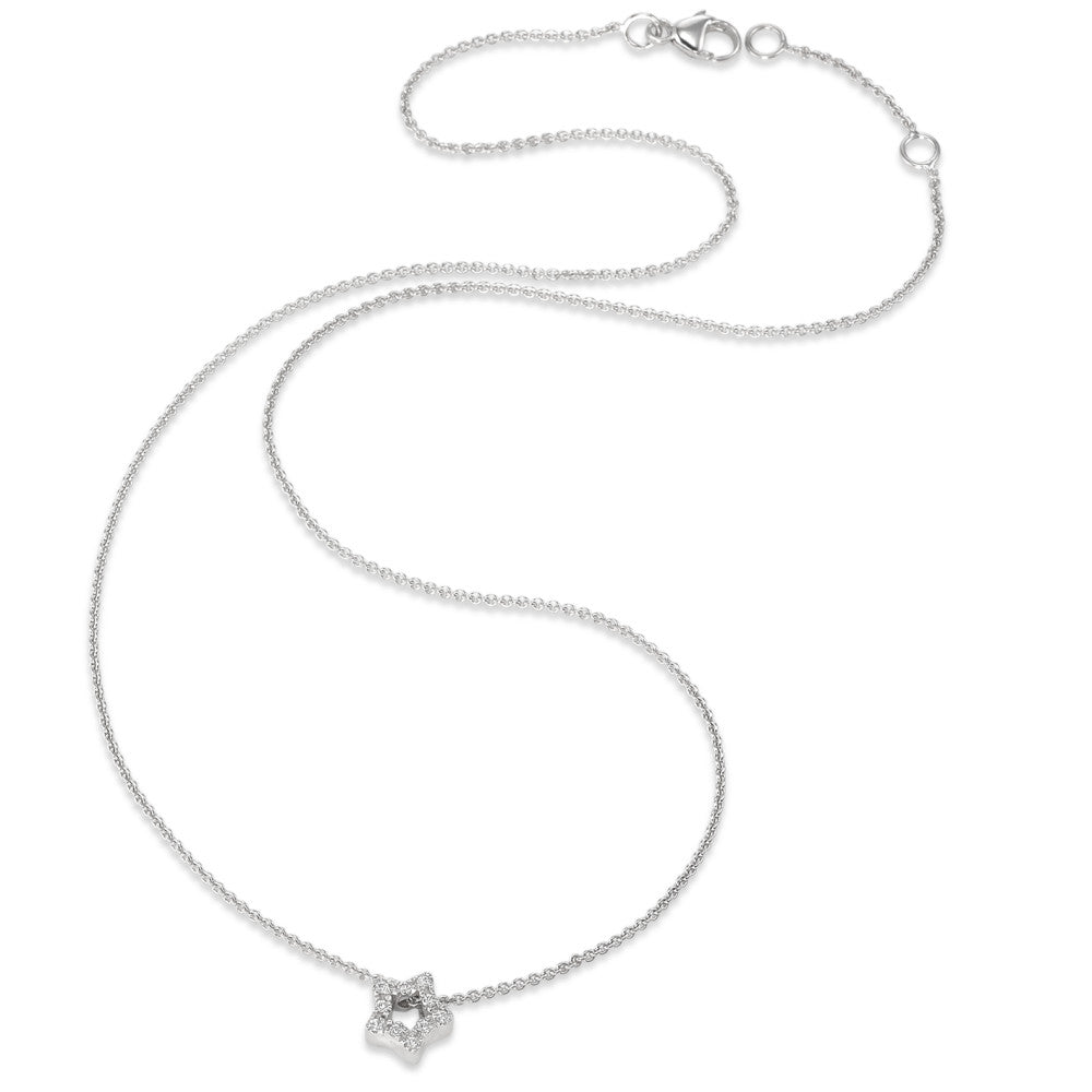 Collier Or blanc 9K Zircone 10 Pierres Étoile 40-42 cm