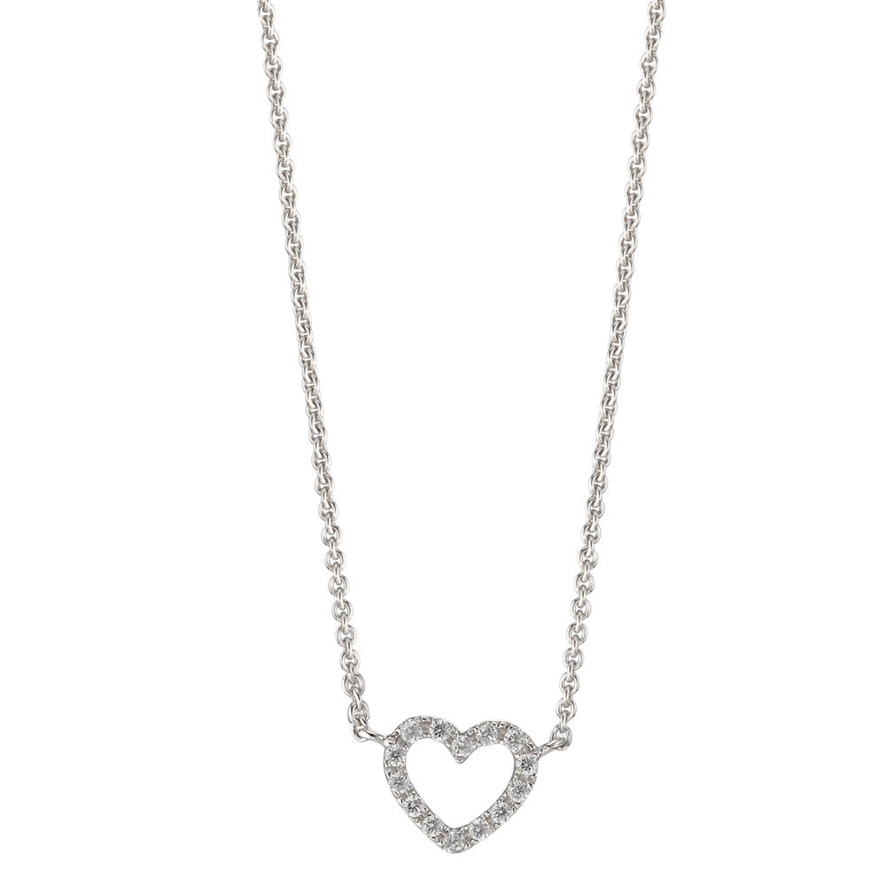 Collana Oro bianco 375/9K Zirconia 14 pietra Cuore 40-42 cm