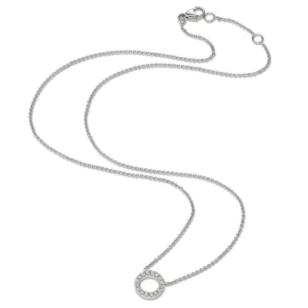 Collier Or blanc 9K Zircone 16 Pierres 40-42 cm