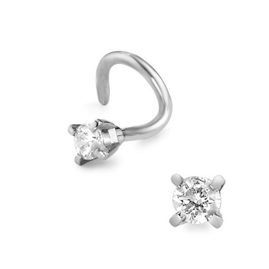 Clous de nez Or blanc 18K Diamant blanc, 0.023 ct, w-si Ø2 mm