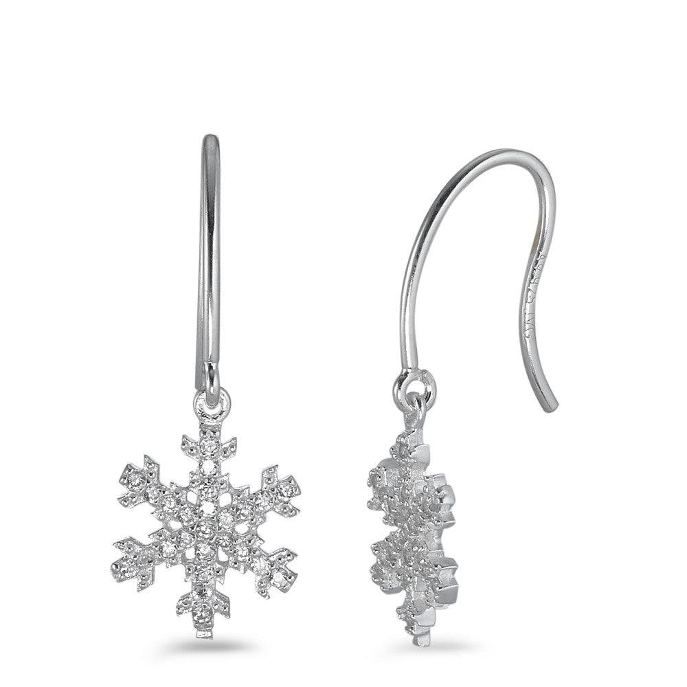 Pendant d'oreilles Argent Zircone Flocon de Neige