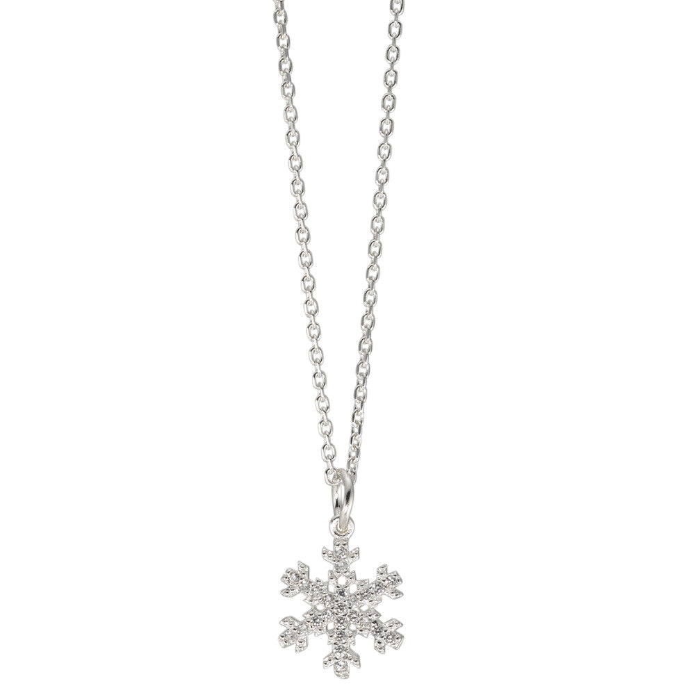 Chaînette avec pendentif Argent Zircone Flocon de Neige 38-40 cm Ø9 mm