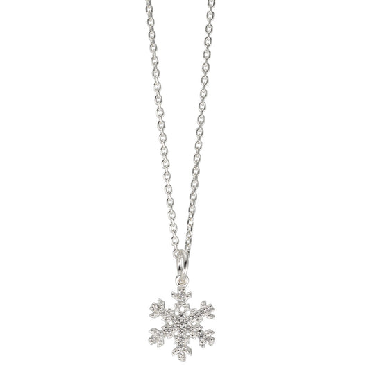 Chaînette avec pendentif Argent Zircone Flocon de Neige 38-40 cm Ø9 mm