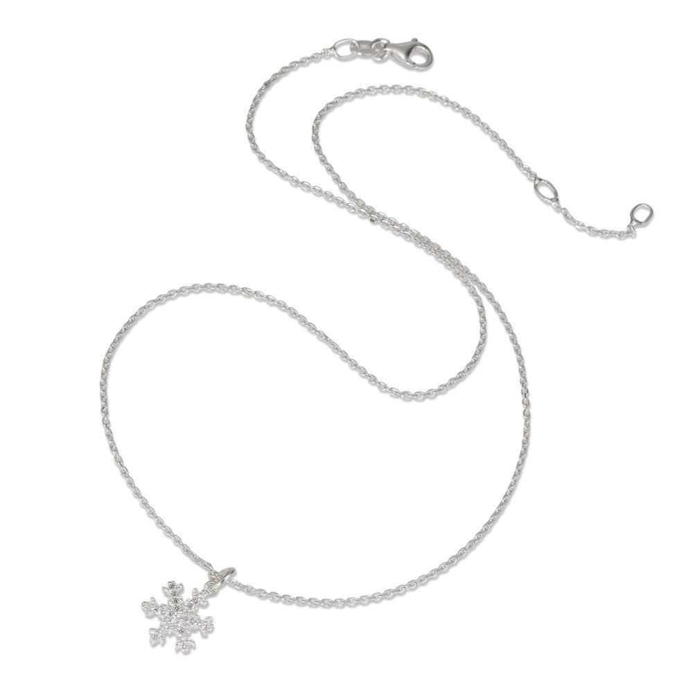 Chaînette avec pendentif Argent Zircone Flocon de Neige 38-40 cm Ø9 mm