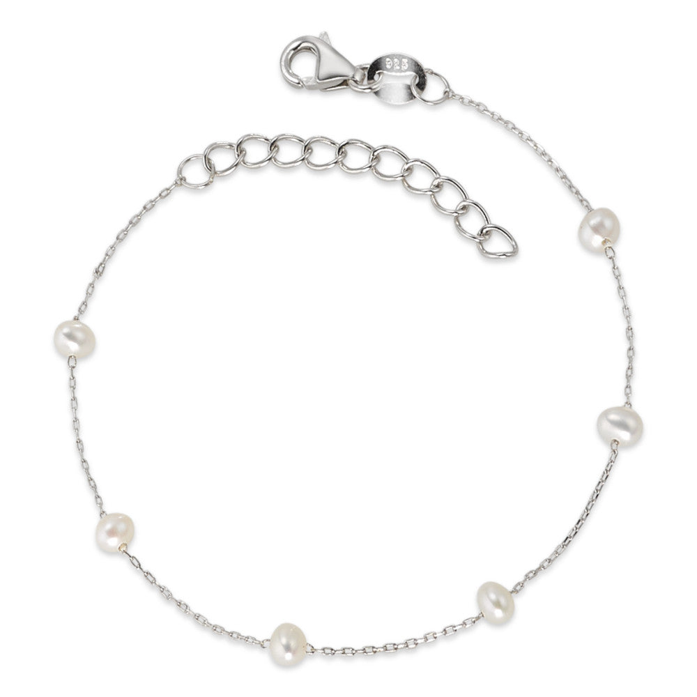 Bracciale Argento rodiato Perla coltivata d'acqua dolce 15-18 cm