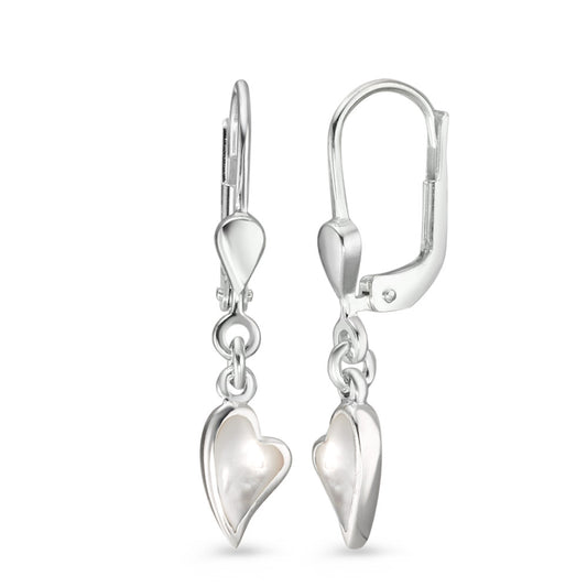 Pendant d'oreilles Argent nacre Coeur Ø5 mm