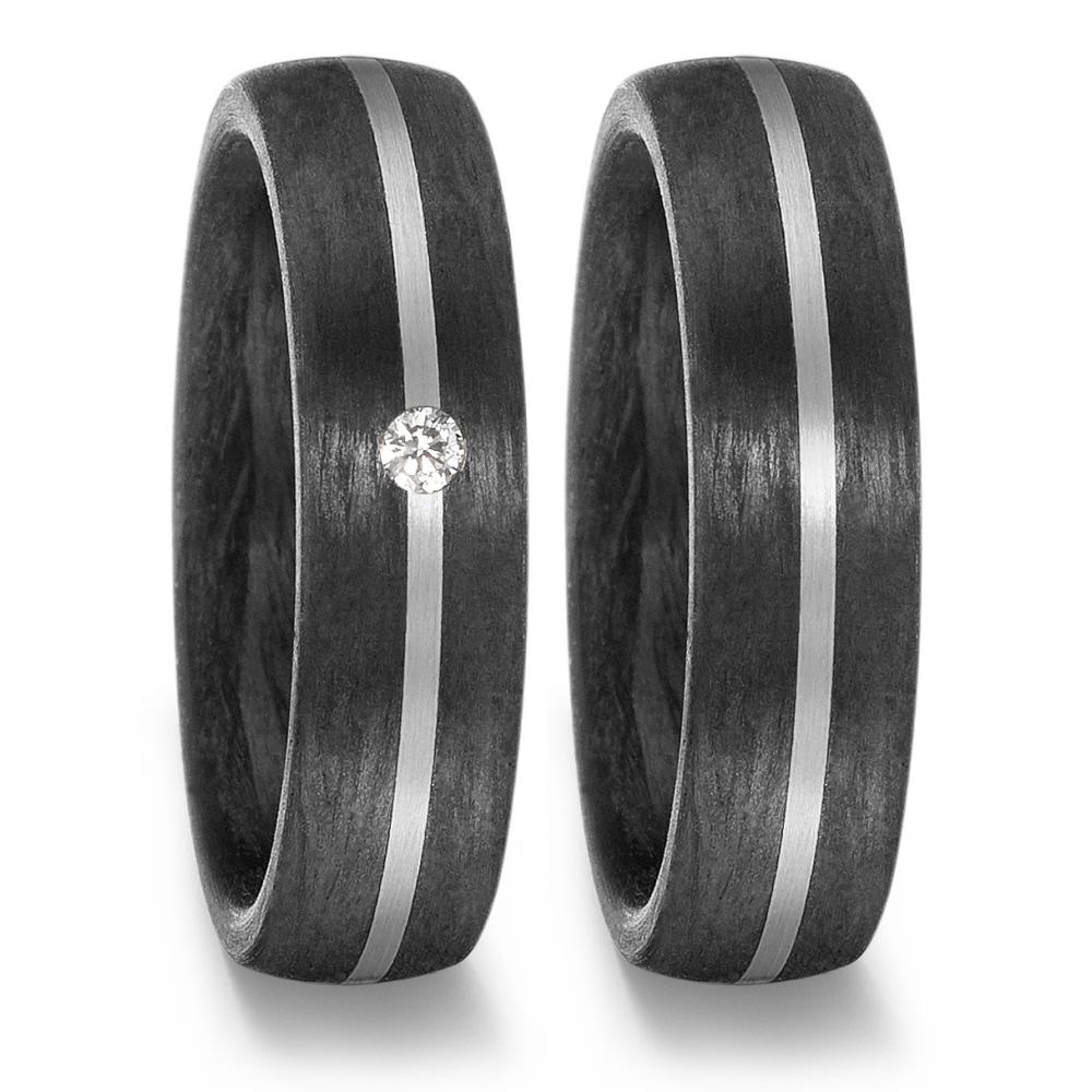 Partnerring 500 Palladium, Carbon Diamant 0.05 ct, w-si