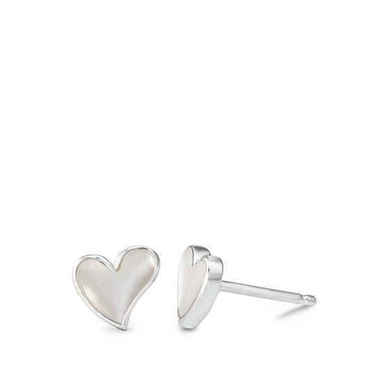 Clous d'oreilles Argent nacre Coeur Ø7 mm