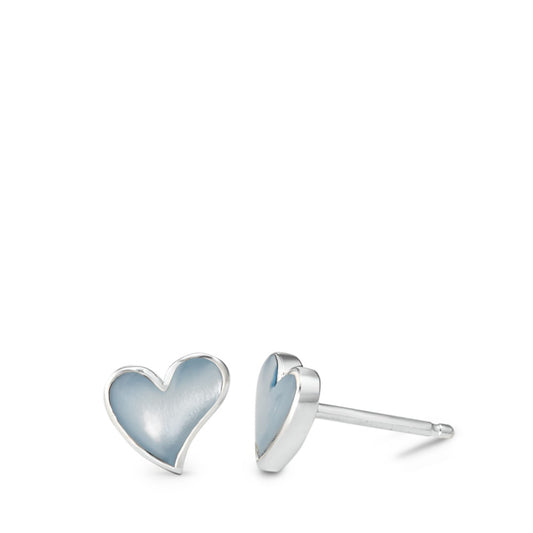 Clous d'oreilles Argent nacre Coeur Ø7 mm