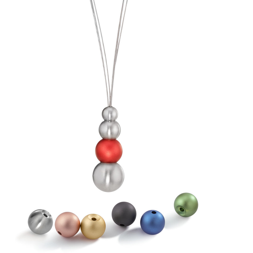 Schmuckset GLOBE, V-Collier 3-rhg. mit 7 austauschbaren Kugeln aus farbigem Aluminium und Edelstahl