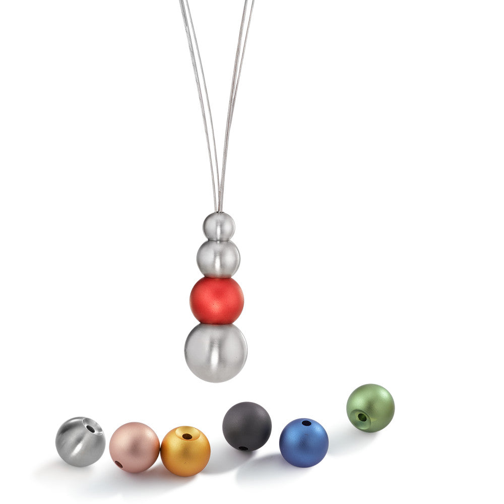 Schmuckset GLOBE, V-Collier 3-rhg mit 7 austauschbaren Kugeln aus farbigem Aluminium und Edelstahl