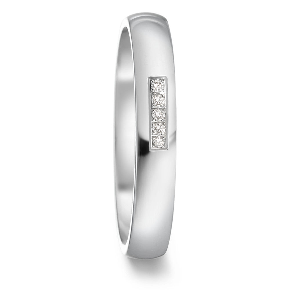 Partnerring Edelstahl Diamant 0.04 ct, 5 Steine, tw-si