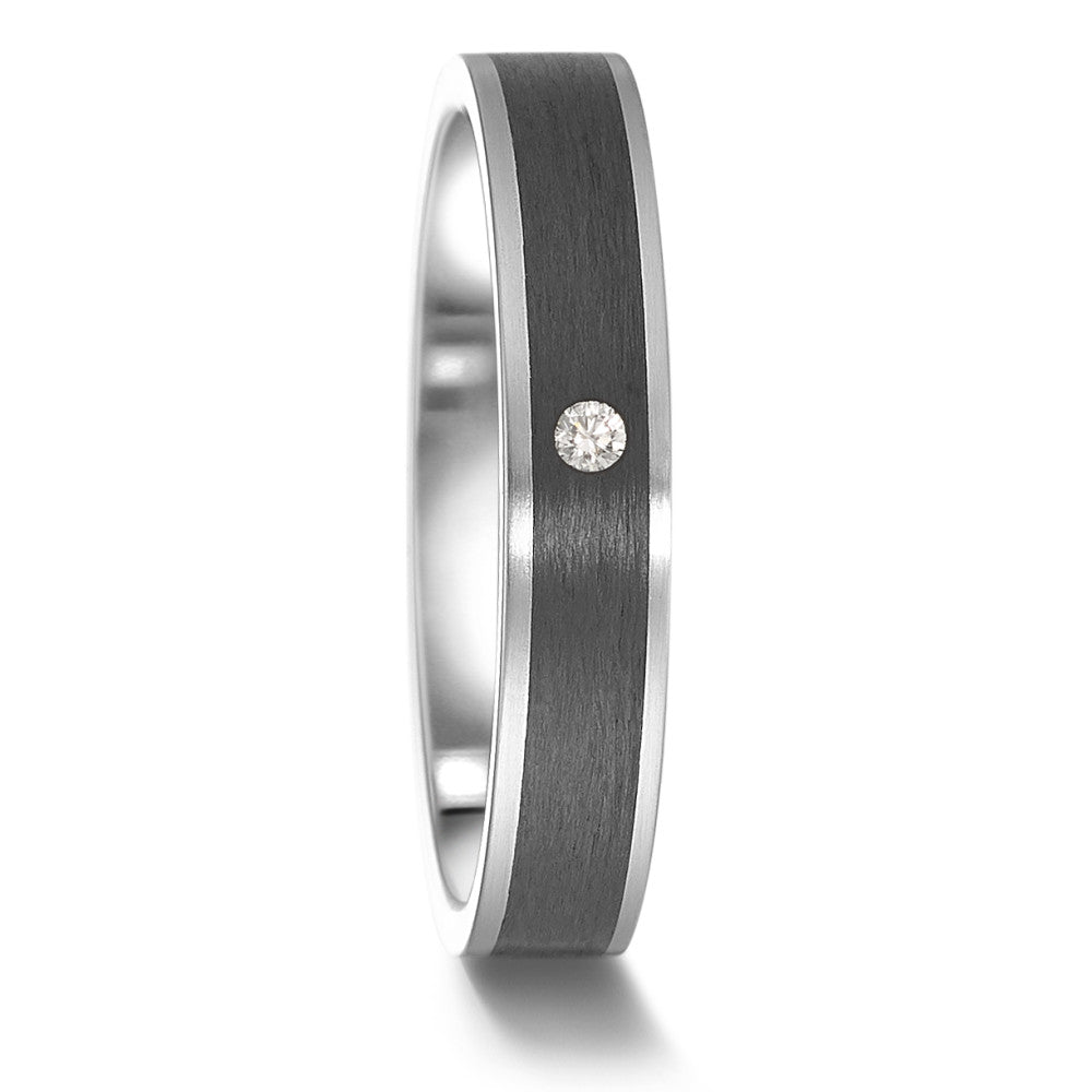 Partnerring Edelstahl, Carbon Diamant 0.02 ct, tw-si