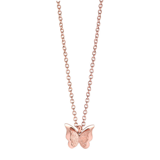 Collier Edelstahl rosé IP beschichtet Schmetterling verstellbar