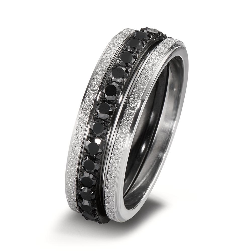 Memory Ring Edelstahl Zirkonia schwarz