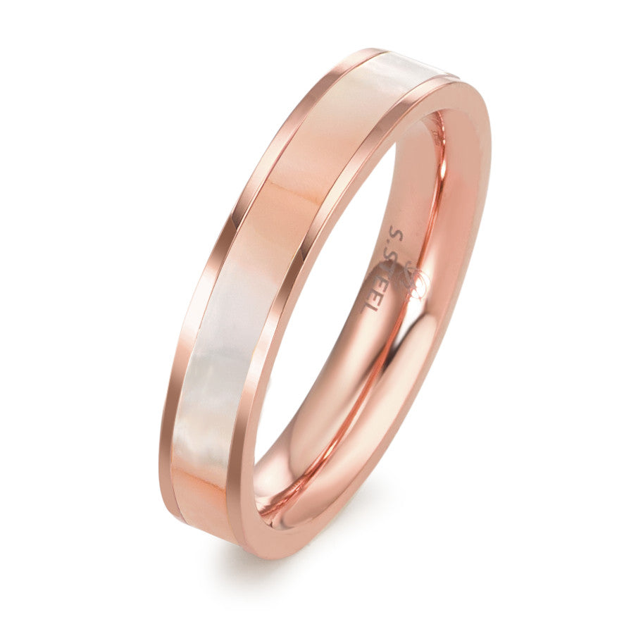 Bague Acier inoxydable rosé PVD nacre