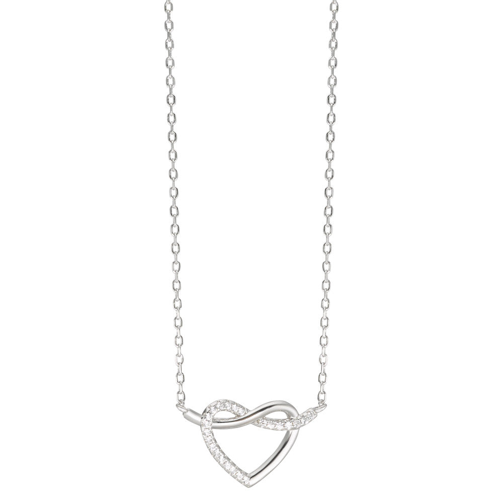 Collier Argent Zircone Rhodié Coeur 40-45 cm Ø14 mm