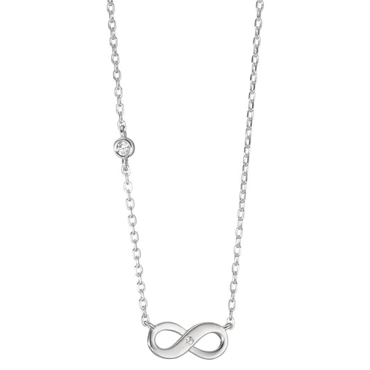 Collier Argent Zircone 2 Pierres Rhodié Infini 40-45 cm