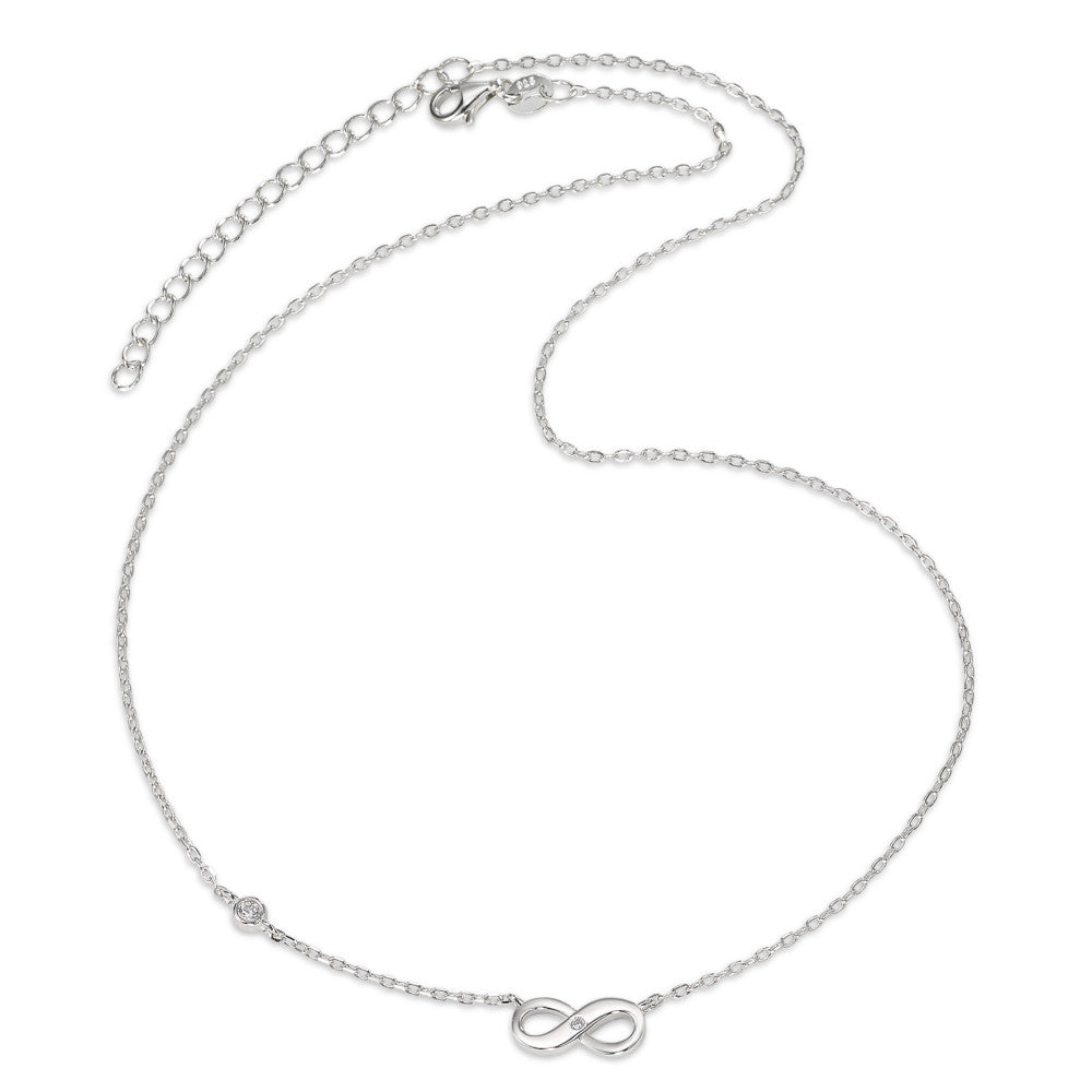 Collier Argent Zircone 2 Pierres Rhodié Infini 40-45 cm