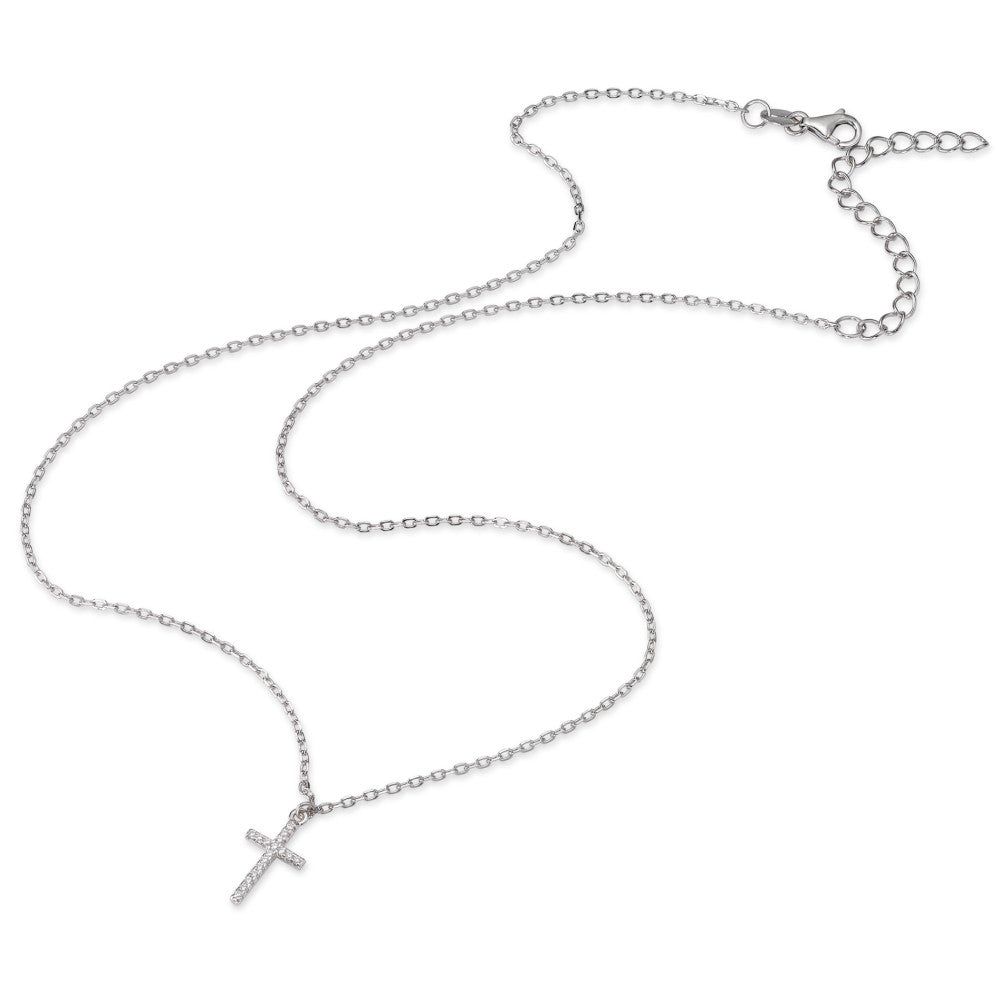 Collana Argento Zirconia rodiato Croce 40-45 cm