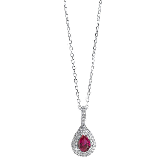 Catena con ciondolo Argento Zirconia rosa rodiato 40-45 cm