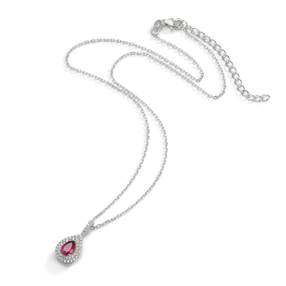 Catena con ciondolo Argento Zirconia rosa rodiato 40-45 cm