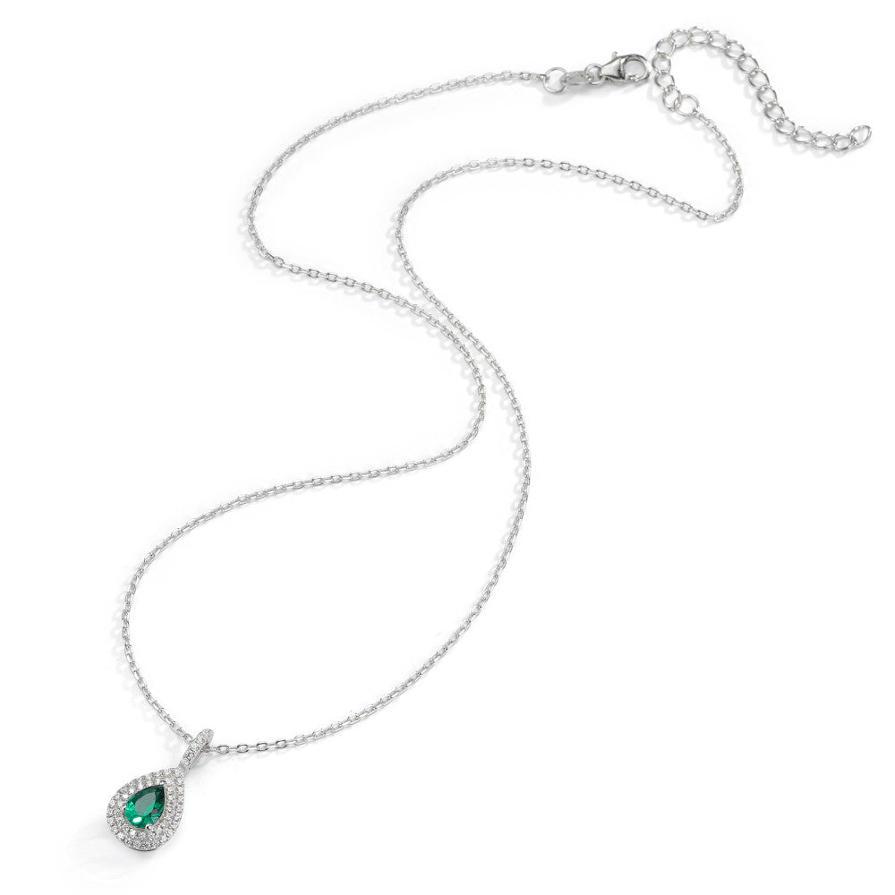 Chaînette avec pendentif Argent Zircone vert Rhodié 40-45 cm