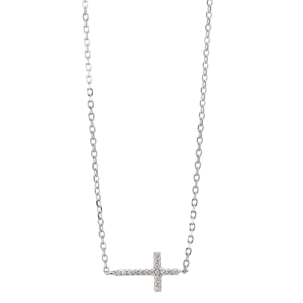 Collier Argent Zircone Rhodié Croix 40-45 cm