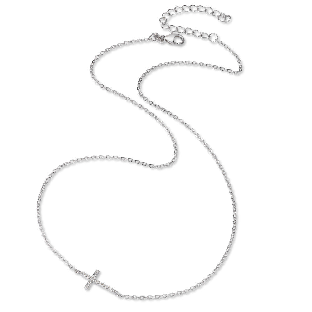 Collier Argent Zircone Rhodié Croix 40-45 cm