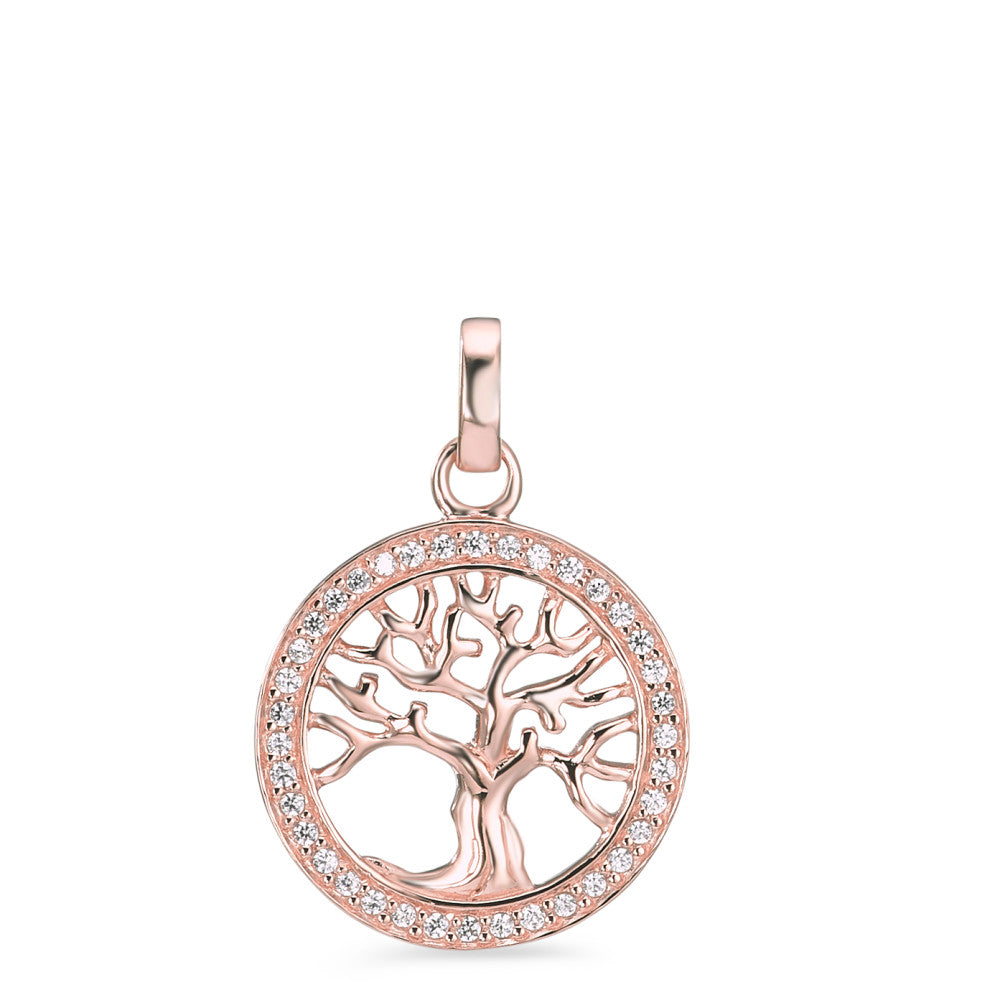 Pendentif Argent Zircone rosé Plaqué or Arbre de la vie Ø18 mm