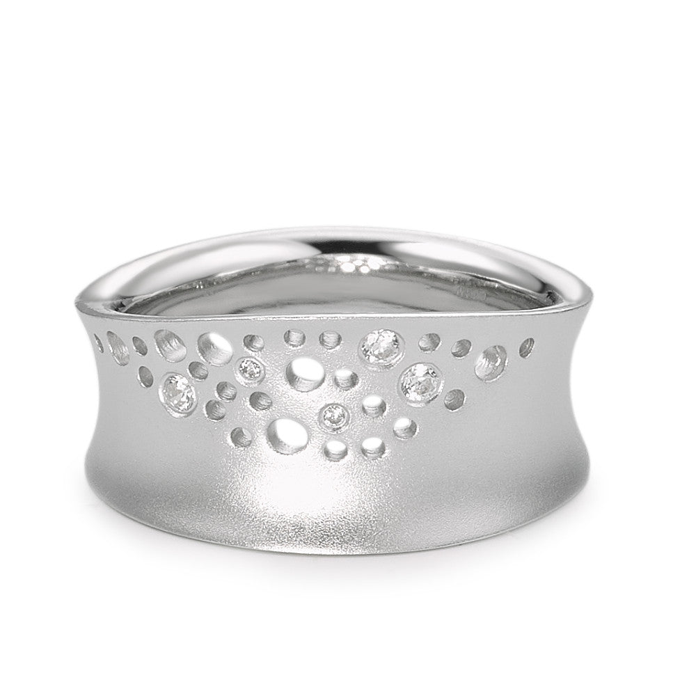 Bague Argent Zircone 5 Pierres Rhodié