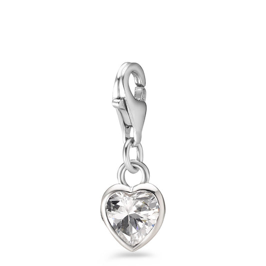 Charms ciondoli Argento Zirconia bianco rodiato Cuore Ø7 mm