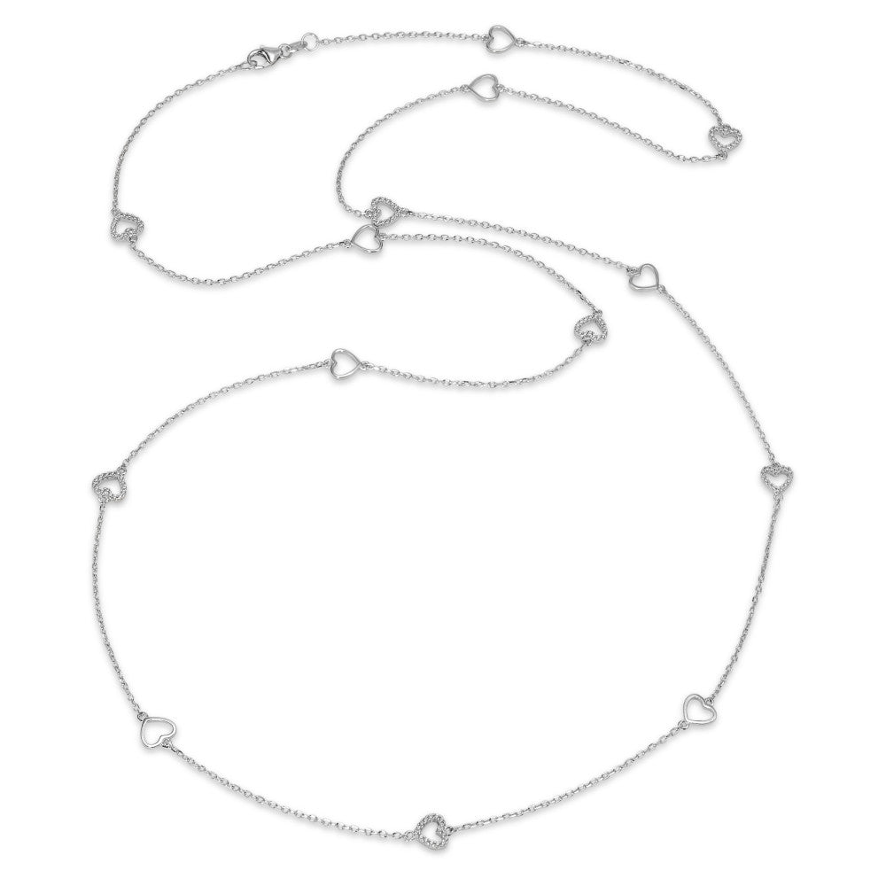 Collana Argento Zirconia rodiato Cuore 90 cm