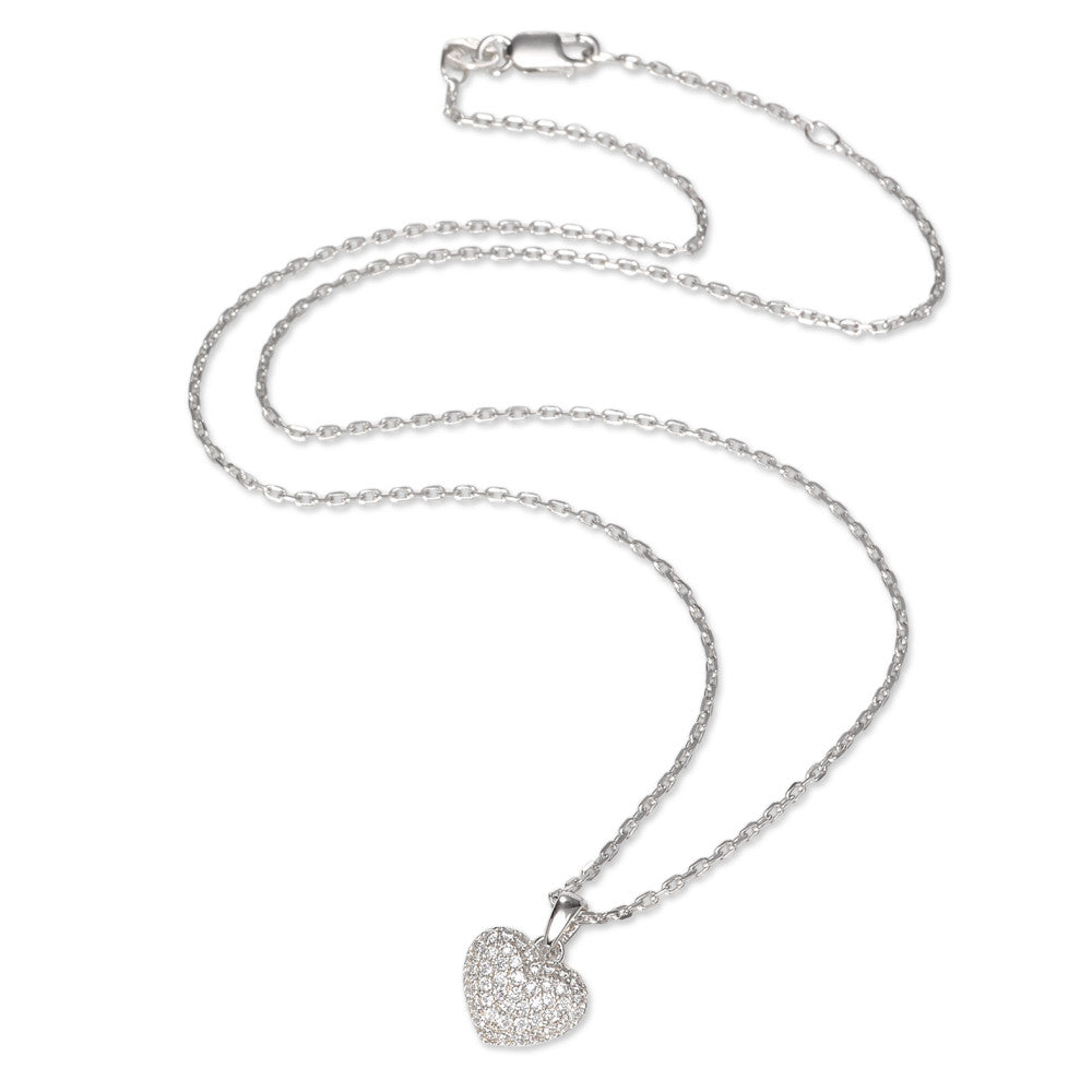 Chaînette avec pendentif Argent Zircone Rhodié Coeur 38-40 cm