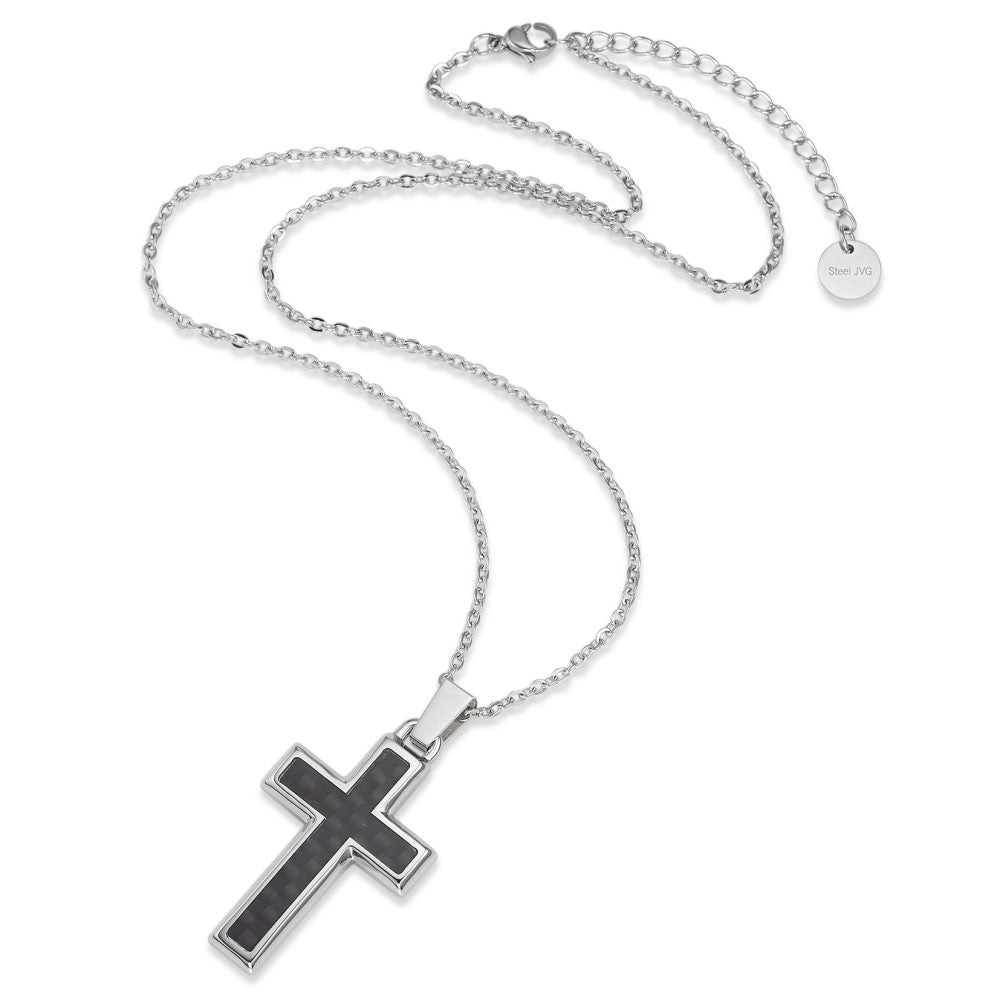 Chaînette avec pendentif Acier inoxydable, Carbone Croix 45-50 cm