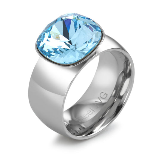 Bague Acier inoxydable Zircone aqua Ø13 mm