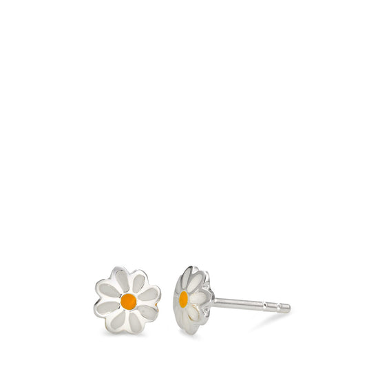 Clous d'oreilles Argent Laqué Fleur Ø6 mm