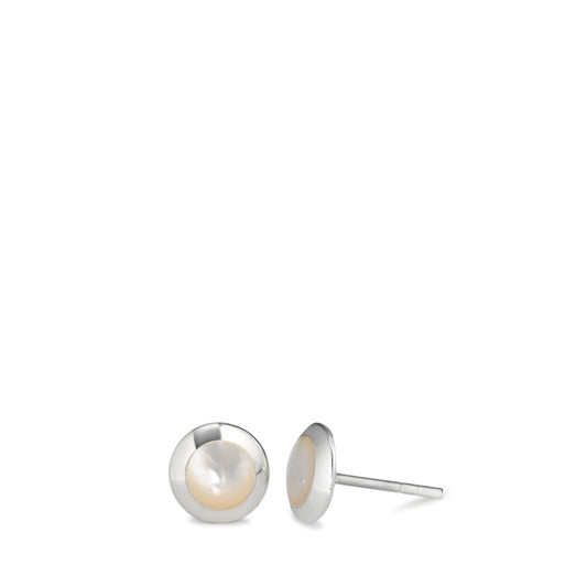 Clous d'oreilles Argent Rhodié nacre Ø8 mm