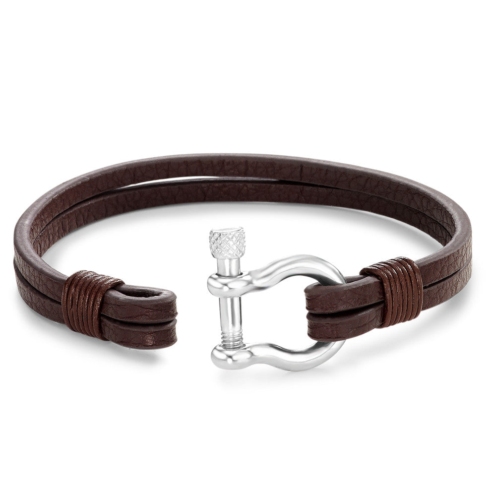 Bracelet Cuir, Acier inoxydable 21 cm