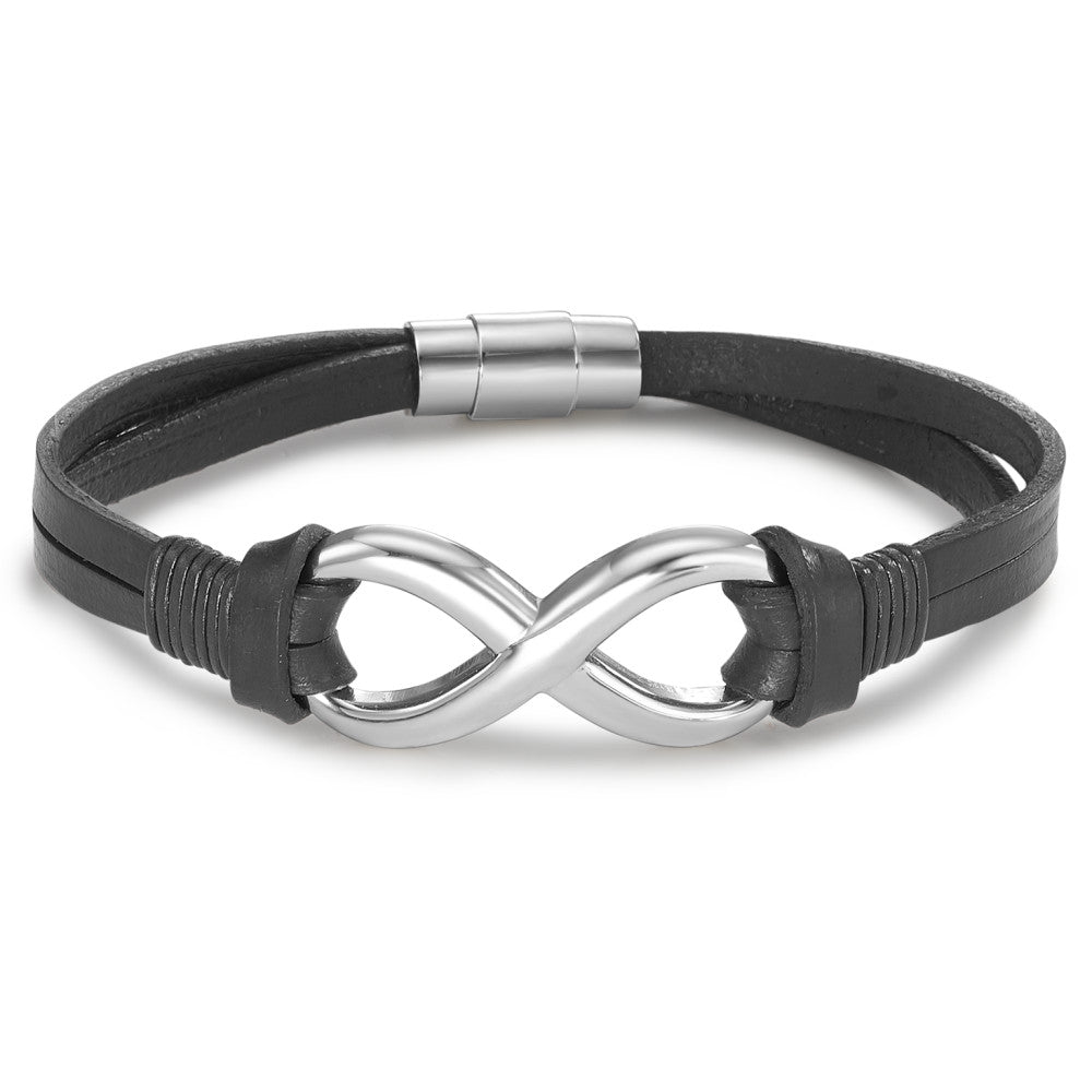 Bracciale Pelle, Acciaio inossidabile Infinito 17 cm