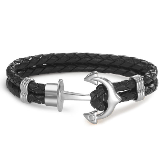 Bracciale Pelle, Acciaio inossidabile Ancora 21.5 cm