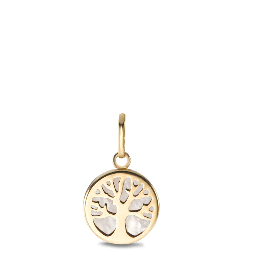 Pendentif Or jaune 9K nacre Arbre de la vie Ø10.5 mm