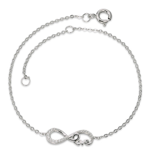 Bracelet Argent Zircone Rhodié Infini 17-20 cm