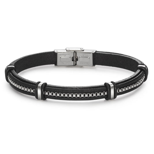 Bracelet Cuir, Acier inoxydable 21 cm