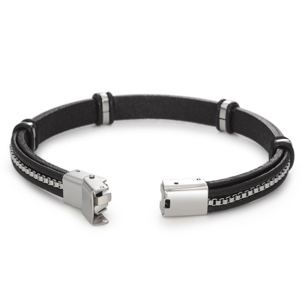 Bracelet Cuir, Acier inoxydable 21 cm