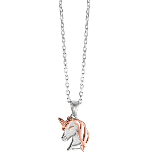 Chaînette avec pendentif Argent rosé Plaqué or Licorne 36-40 cm