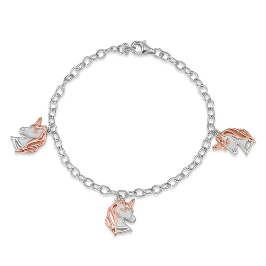 Bracciale Argento rosa dorato Unicorno 17.5 cm